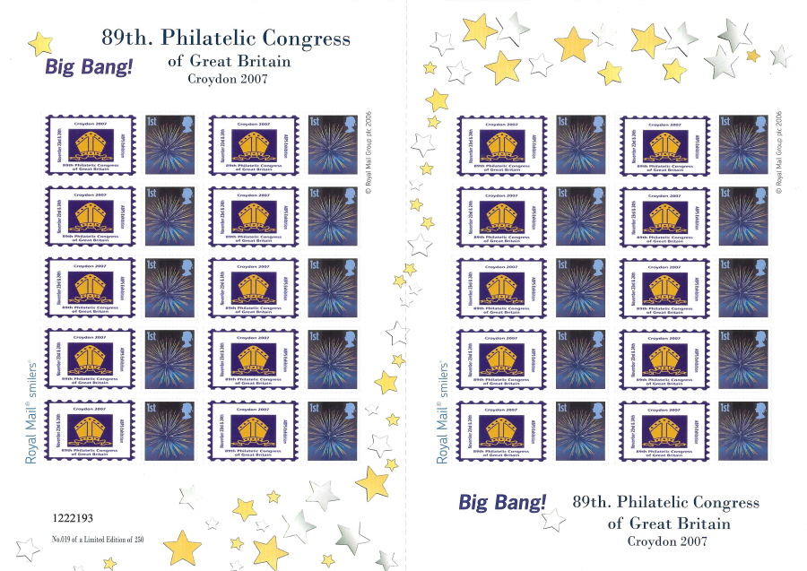 (image for) TS-111 2007 89th Philatelic Congress of Great Britain Themed Smilers Sheet