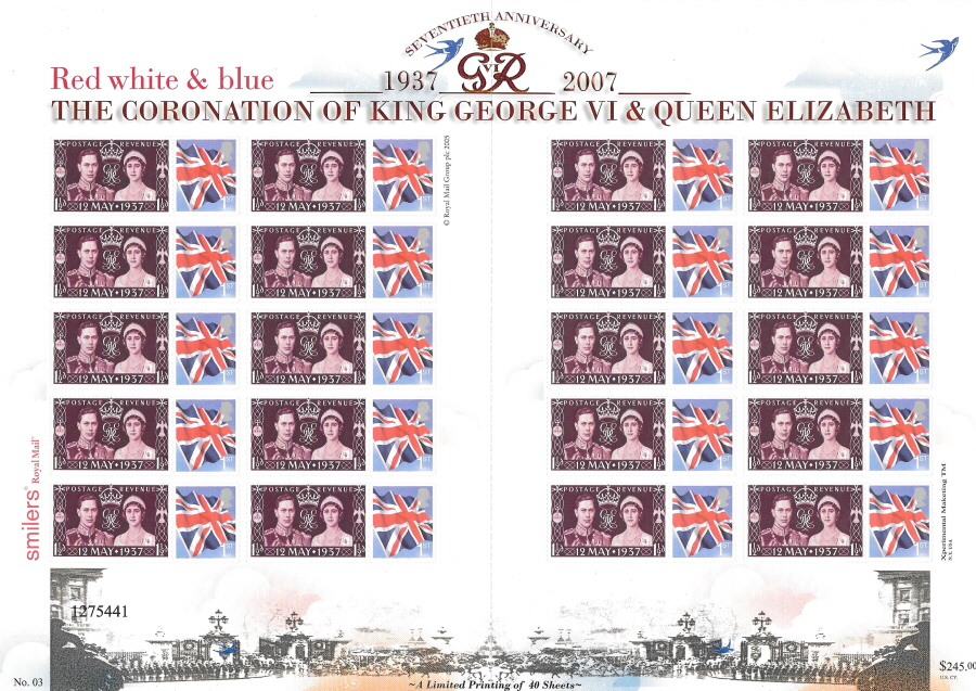 (image for) TS-114 2007 Coronation of George VI George Kreizler Themed Smilers Sheet