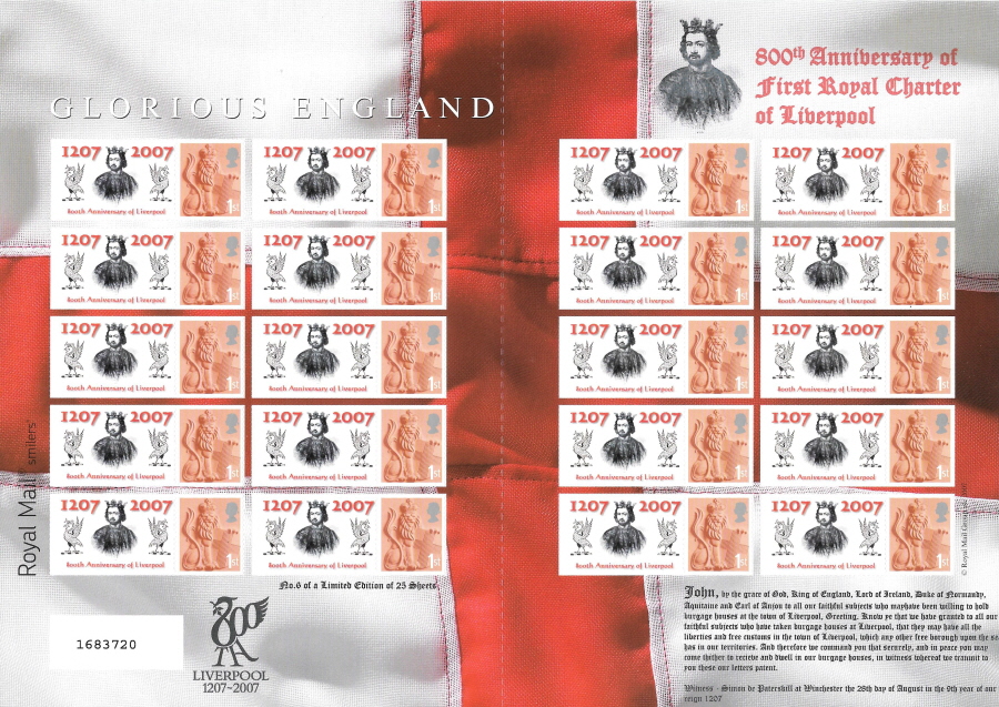 (image for) TS-195 2007 Liverpool 800th Anniversary Themed Smilers Sheet