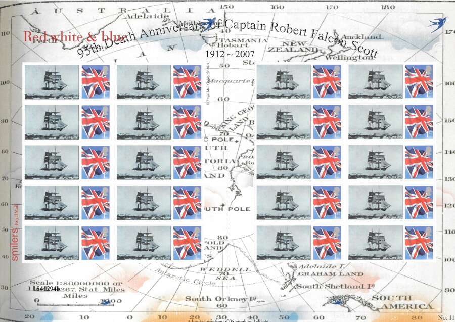 (image for) TS-234 2007 Robert Falcon Scott 95th Anniversary Themed Smilers Sheet