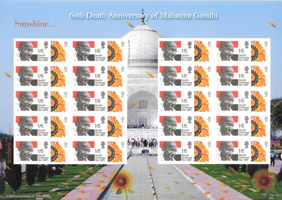 (image for) TS-238 2007 Mahatma Gandhi 60th Anniversary Themed Smilers Sheet - Click Image to Close