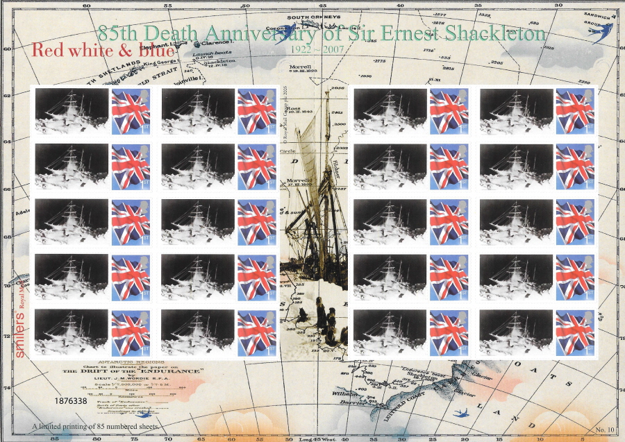(image for) TS-240 2007 Ernest Shackleton 85th Anniversary Themed Smilers Sheet - Click Image to Close
