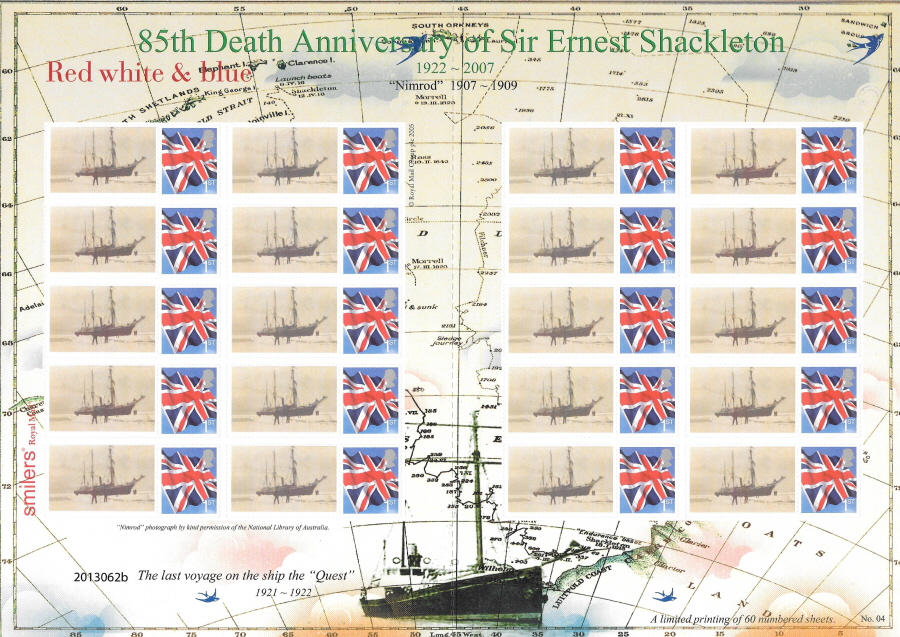 (image for) TS-270 2008 Ernest Shackleton 85th Anniversary Themed Smilers Sheet - Click Image to Close