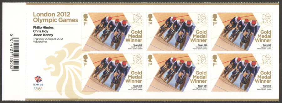 (image for) SG3346a Hindes, Hoy & Kenny London 2012 Olympic Gold Medal Winner Miniature Sheet - Click Image to Close