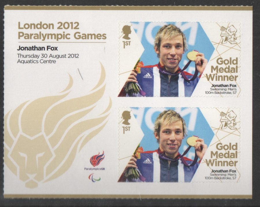 (image for) SG3373a Jonathan Fox London 2012 Paralympic Gold Medal Winner Miniature Sheet