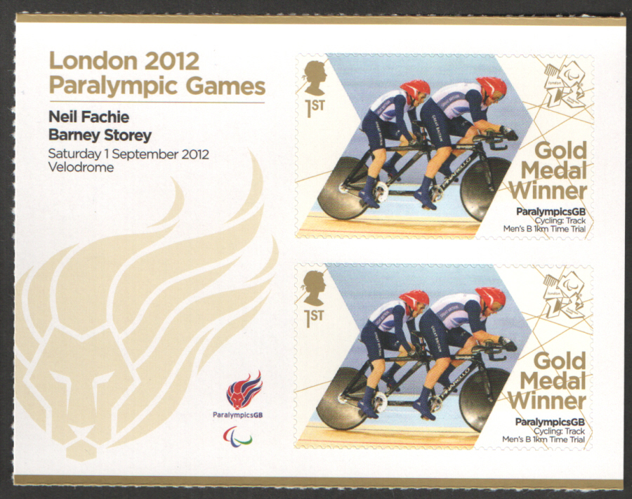 (image for) SG3376a Fachie & Storey London 2012 Paralympic Gold Medal Winner Miniature Sheet