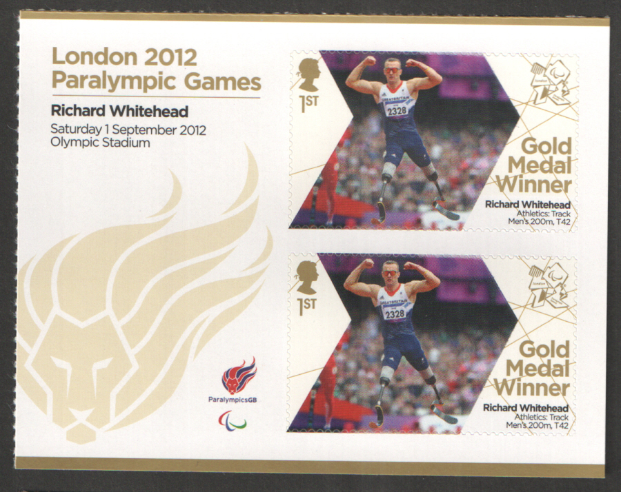 (image for) SG3377a Richard Whitehead London 2012 Paralympic Gold Medal Winner Miniature Sheet