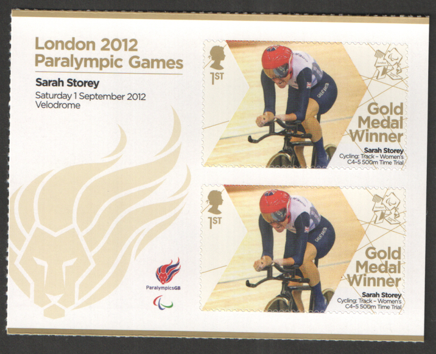 (image for) SG3379a Sarah Storey London 2012 Paralympic Gold Medal Winner Miniature Sheet - Click Image to Close