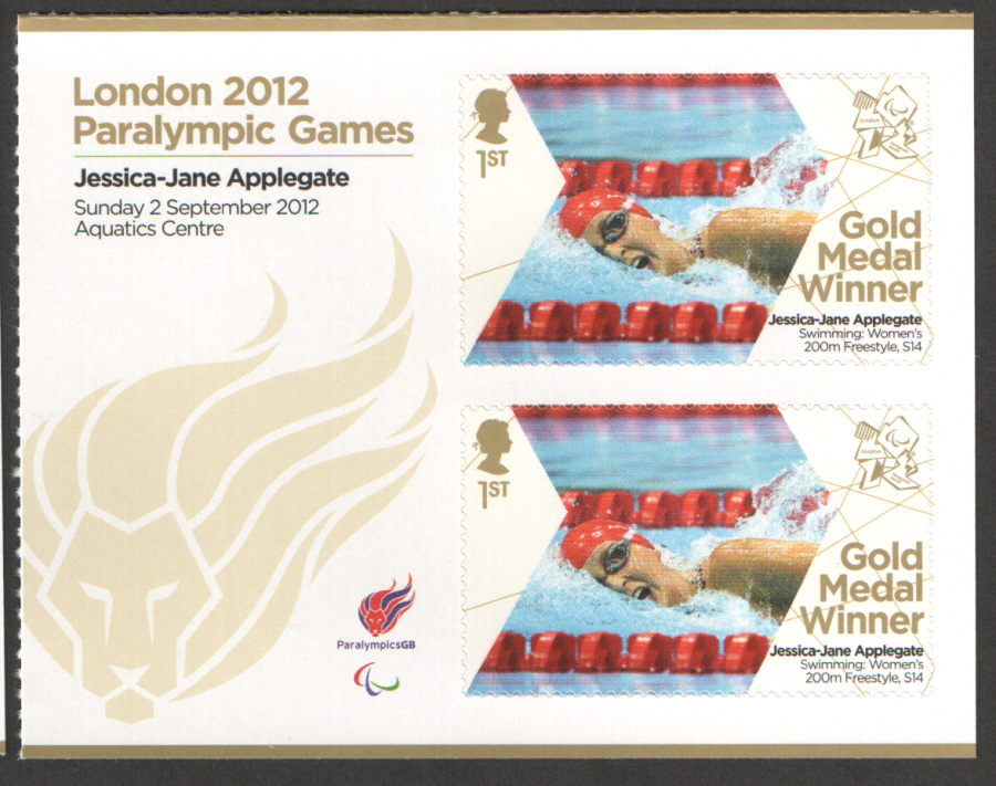 (image for) SG3384a Jessica-Jane Applegate London 2012 Paralympic Gold Medal Winner Miniature Sheet