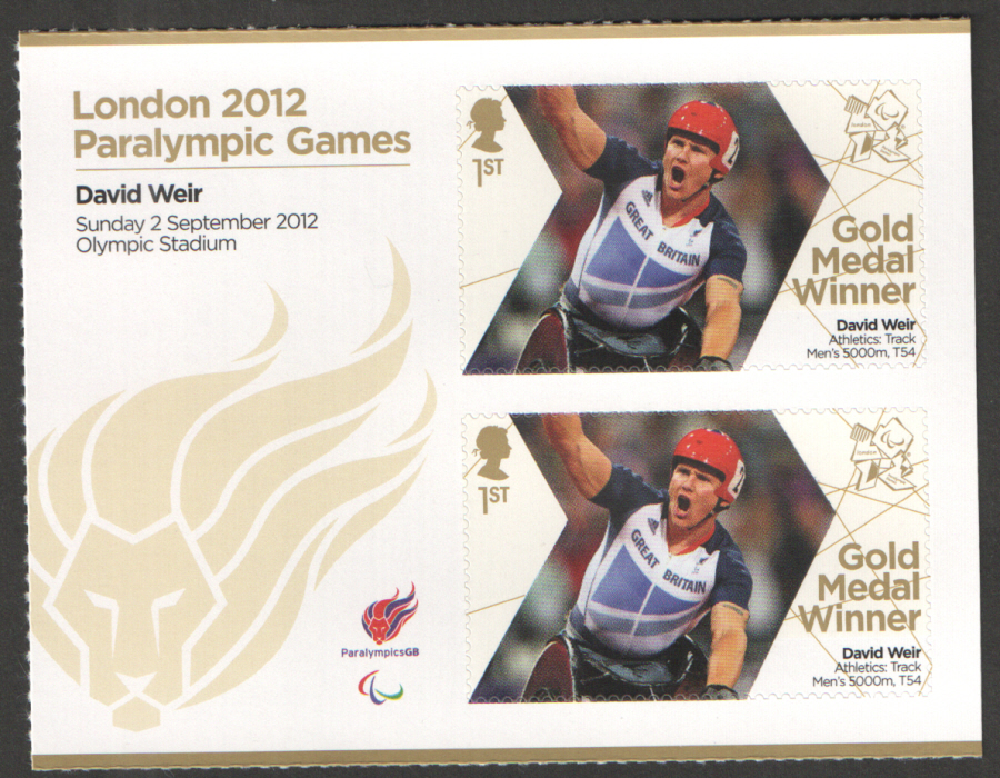 (image for) SG3386a David Weir London 2012 Paralympic Gold Medal Winner Miniature Sheet - Click Image to Close