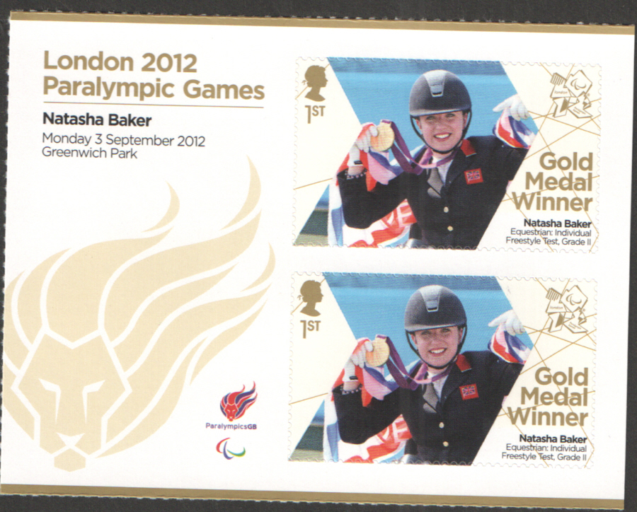 (image for) SG3387a Natasha Baker London 2012 Paralympic Gold Medal Winner Miniature Sheet