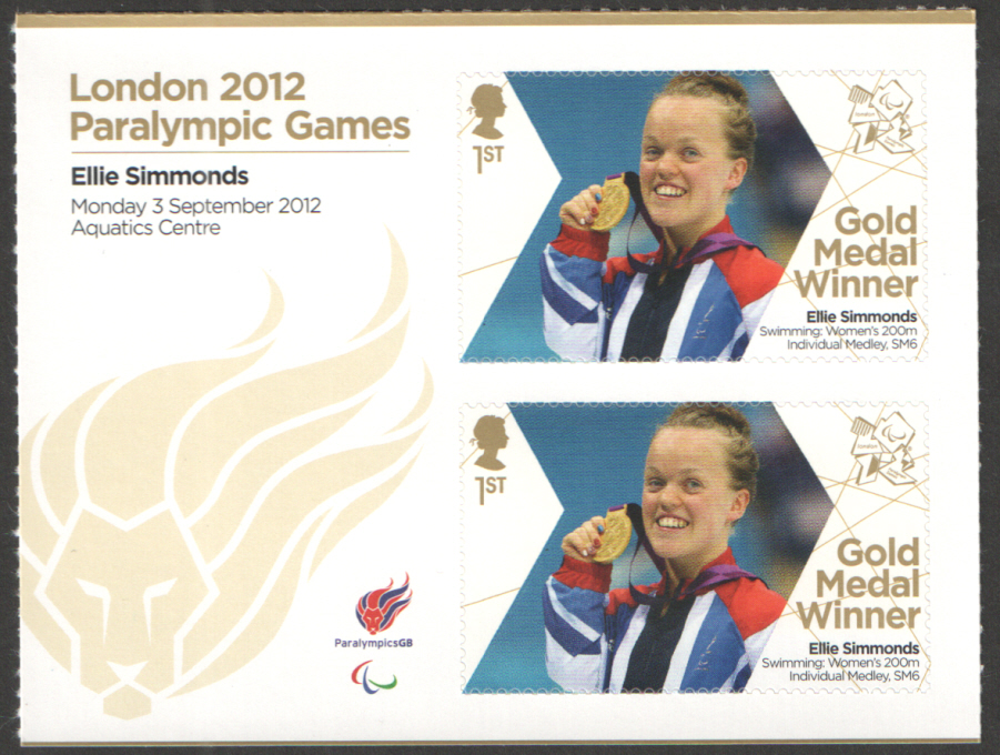 (image for) SG3388a Ellie Simmonds London 2012 Paralympic Gold Medal Winner Miniature Sheet