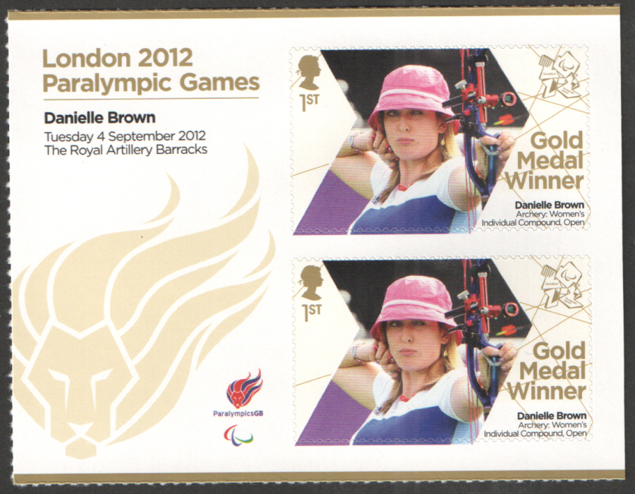 (image for) SG3390a Danielle Brown London 2012 Paralympic Gold Medal Winner Miniature Sheet - Click Image to Close