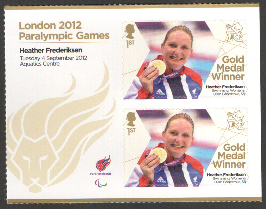 (image for) SG3391a Heather Frederiksen London 2012 Paralympic Gold Medal Winner Miniature Sheet - Click Image to Close