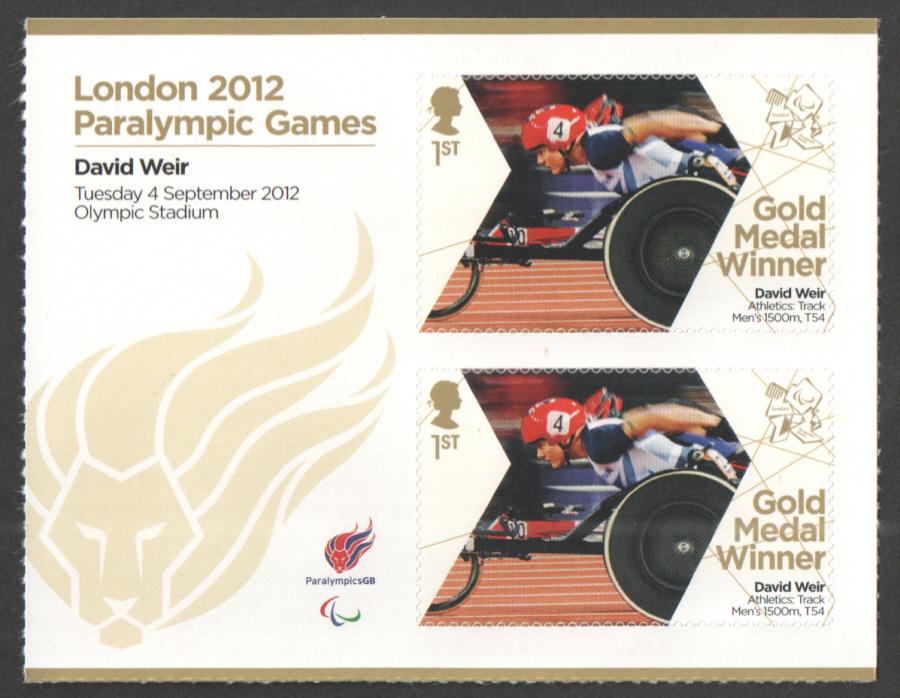 (image for) SG3393a David Weir London 2012 Paralympic Gold Medal Winner Miniature Sheet