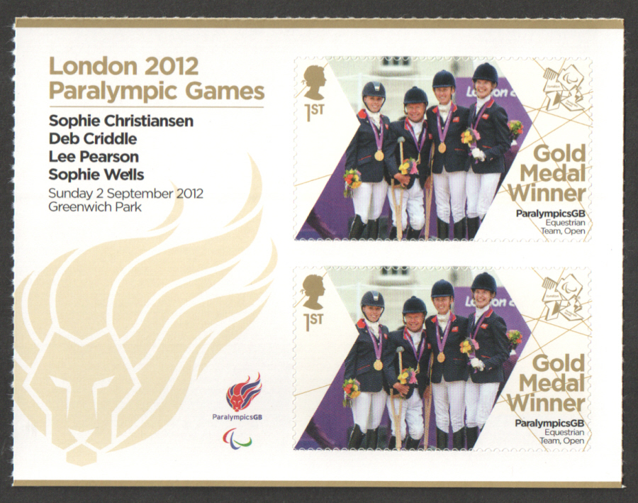 (image for) SG3396a Christiansen, Criddle, Pearson & Wells London 2012 Paralympic Gold Medal Winner Miniature Sheet