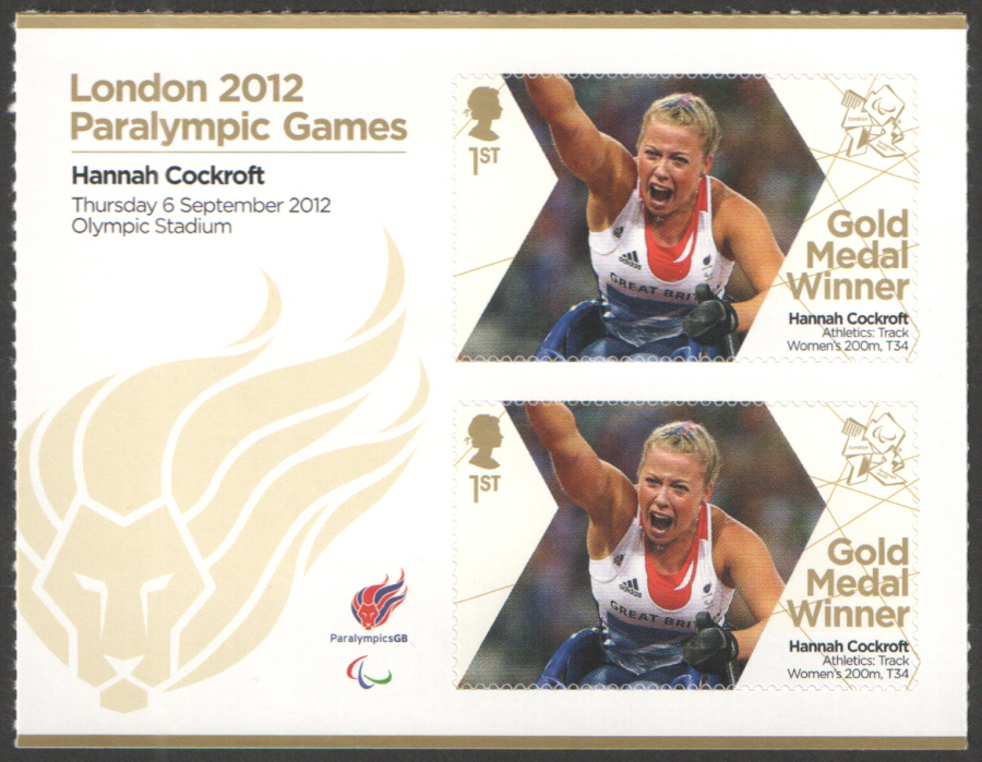 (image for) SG3400a Hannah Cockroft London 2012 Paralympic Gold Medal Winner Miniature Sheet