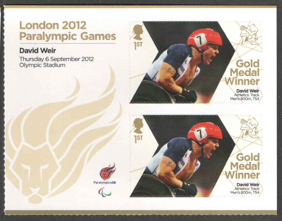 (image for) SG3401a David Weir London 2012 Paralympic Gold Medal Winner Miniature Sheet