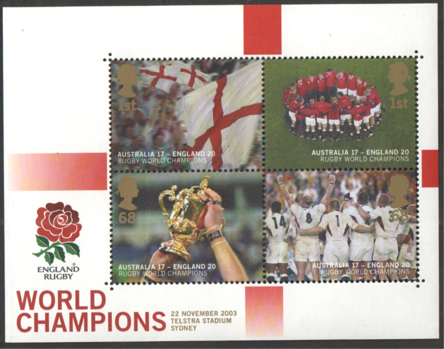 (image for) MS2416 2003 England Winners Rugby World Cup Royal Mail Miniature Sheet - Click Image to Close