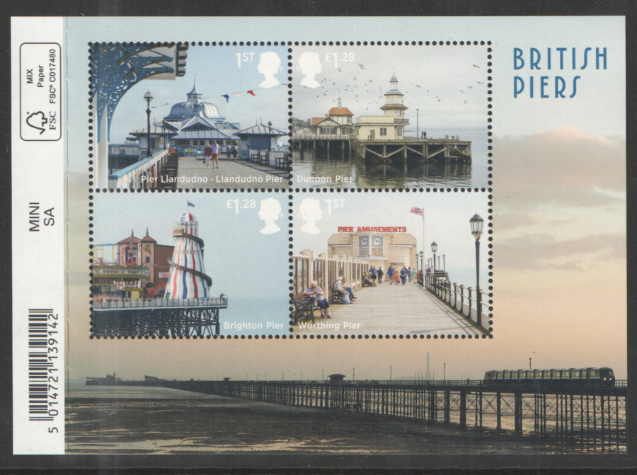 (image for) MS3641 2014 Seaside Architecture: British Piers Barcoded Royal Mail Miniature Sheet
