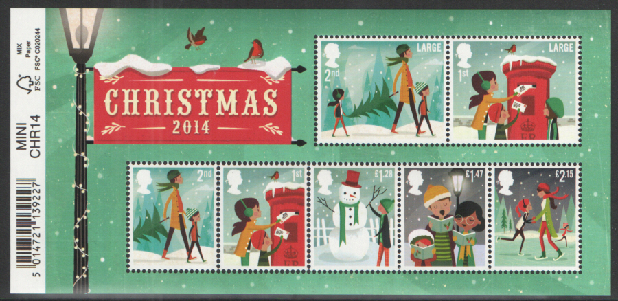 (image for) MS3657 2014 Christmas Barcoded Royal Mail Miniature Sheet