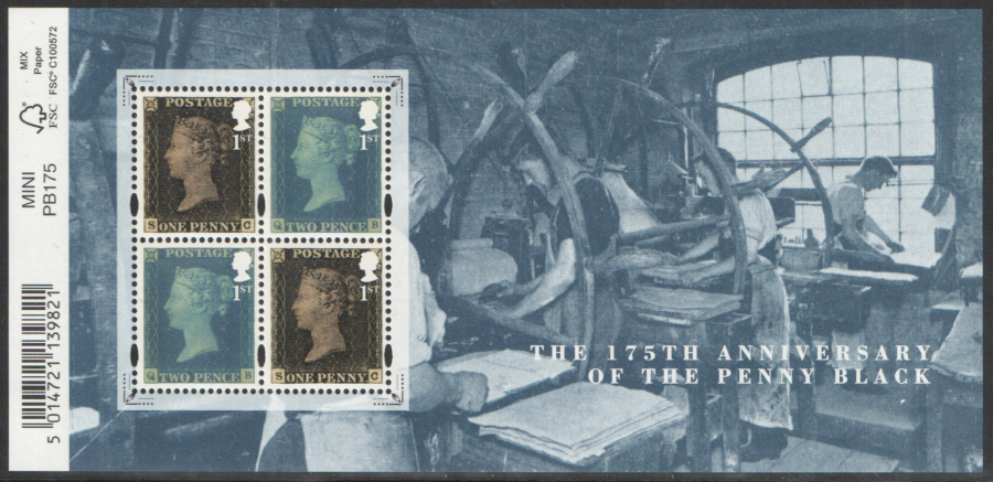 (image for) MS3710 2015 Penny Black 175th Anniversary Barcoded Royal Mail Miniature Sheet - Click Image to Close