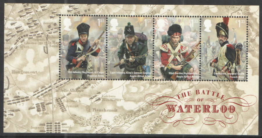 (image for) MS3734 2015 Battle of Waterloo Non-barcoded Royal Mail Miniature Sheet