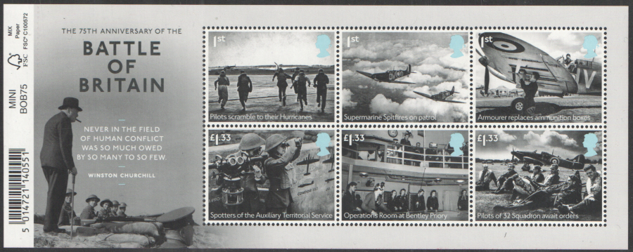 (image for) MS3735 2015 Battle of Britain 75th Anniversary Barcoded Royal Mail Miniature Sheet - Click Image to Close