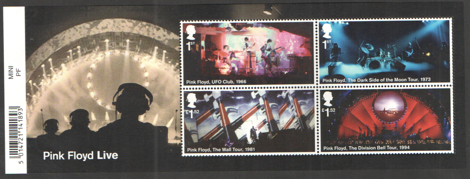 (image for) MS3855 2016 Pink Floyd Barcoded Miniature Sheet