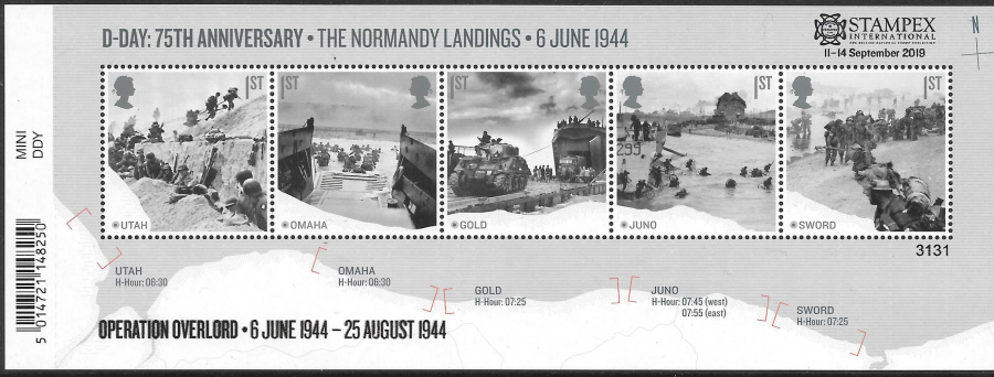 (image for) MS4236 Stampex Overprint 2019 D-Day 75th Anniversary Barcoded Miniature Sheet