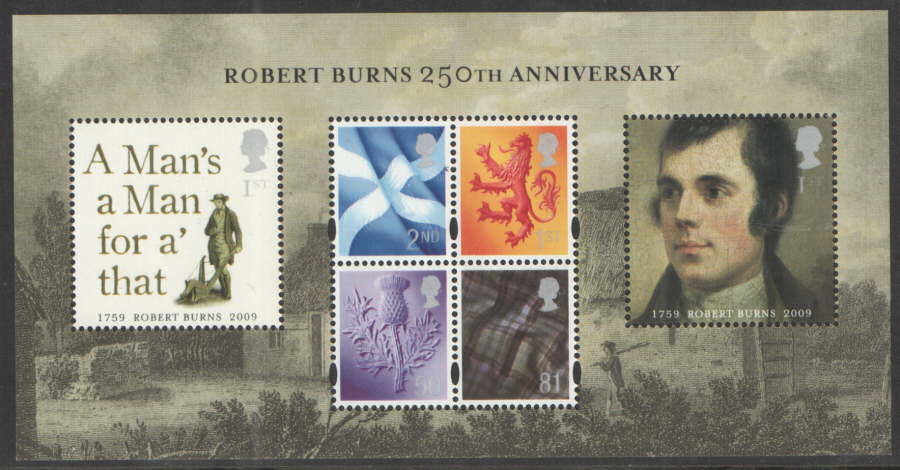 (image for) MSS157 2009 Robert Burns Royal Mail Miniature Sheet - Click Image to Close