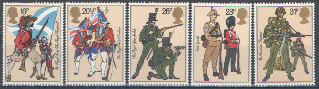 (image for) SG1218 / 22 1983 British Army Uniforms unmounted mint set of 5