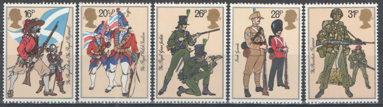 (image for) SG1218 / 22 1983 British Army Uniforms unmounted mint set of 5