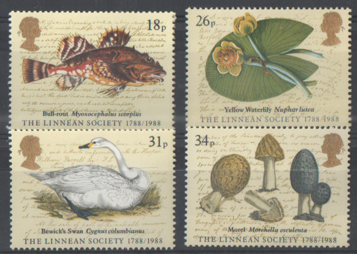 SG1380 / 83 1988 Linnean Society unmounted mint set of 4