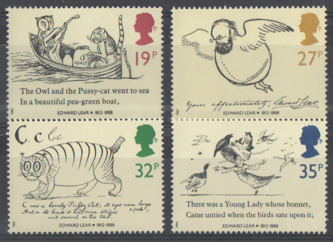 (image for) SG1405 / 08 1988 Edward Lear unmounted mint set of 4 - Click Image to Close