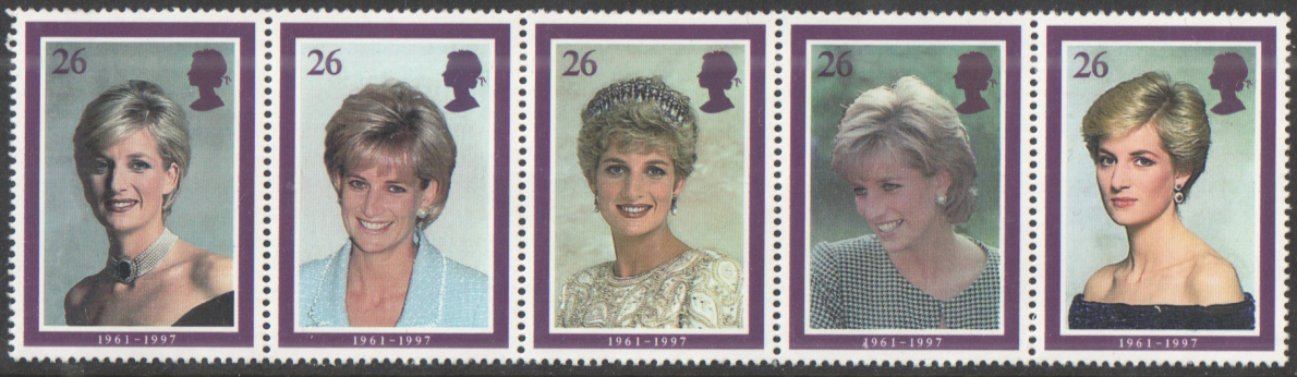 (image for) SG2021 / 25 1998 Diana, Princess Of Wales unmounted mint set of 5