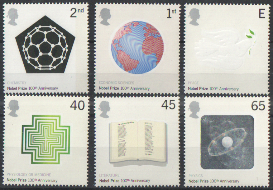 (image for) SG2232 / 37 2001 Nobel Prizes unmounted mint set of 6