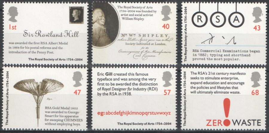 (image for) SG2473 / 78 2004 Royal Society of Arts unmounted mint set of 6