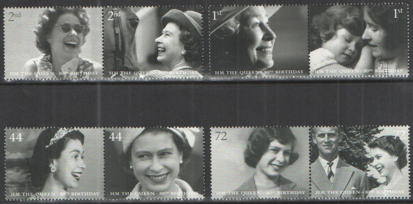 (image for) SG2620 / 27 2006 HM the Queen's 80th Birthday unmounted mint set of 8