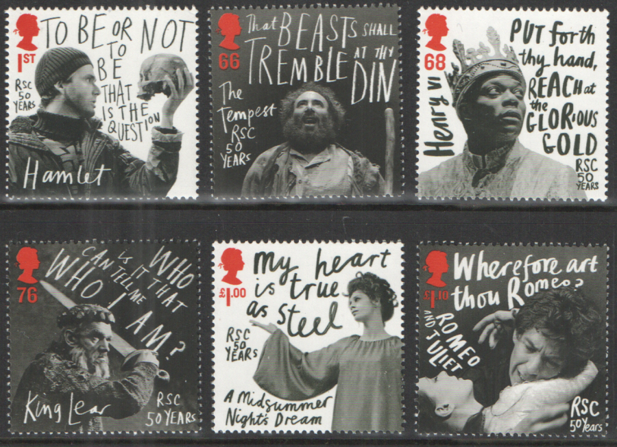 SG3173 / 78 2011 Royal Shakespeare Company unmounted mint set of 6