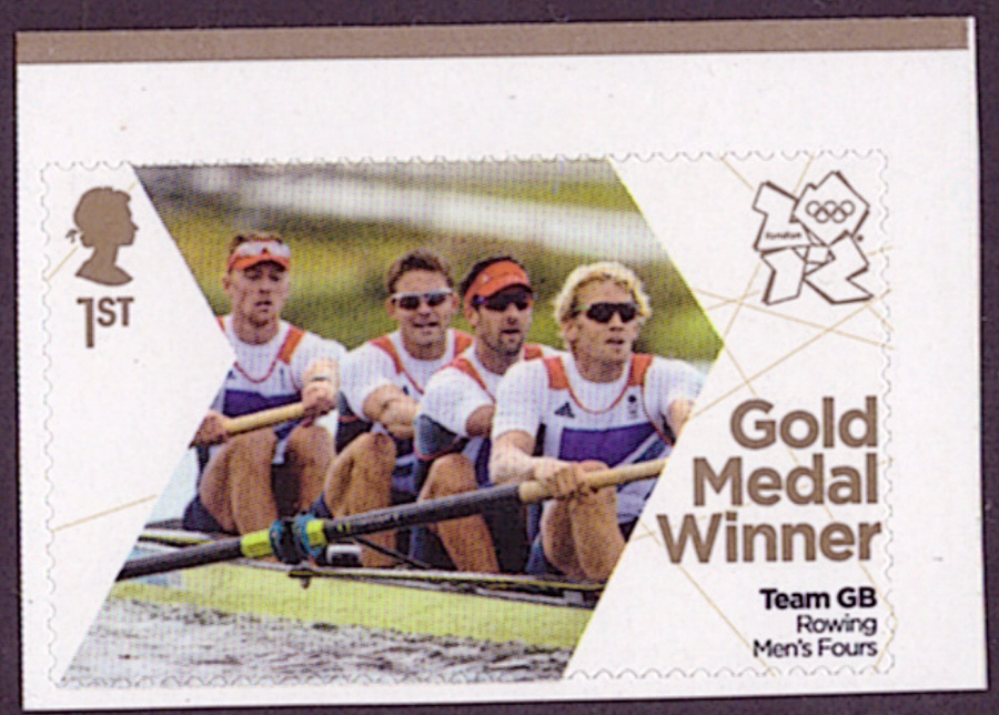 (image for) SG3350b phosphor omitted Gregory, James, Reed & Triggs Hodge London 2012 Olympic Gold Medal Winner stamp