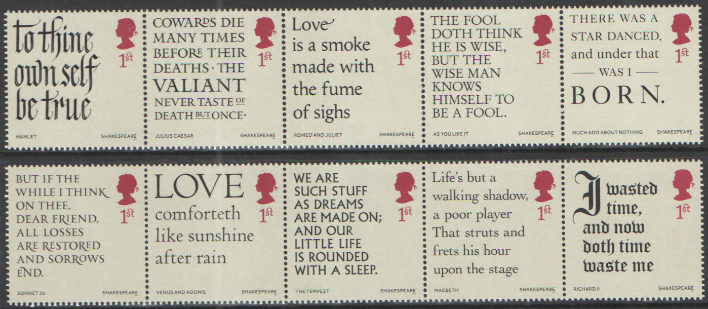 (image for) SG3816 / 25 2016 William Shakespeare unmounted mint set of 10