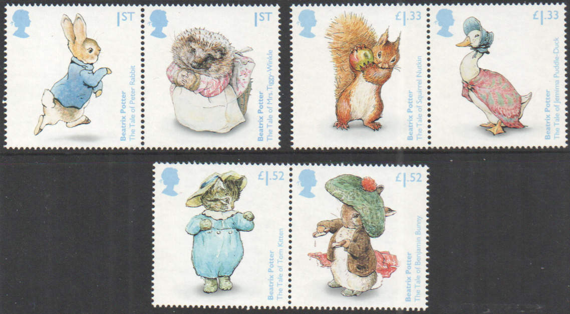 (image for) SG3856 / 61 2016 Beatrix Potter unmounted mint set of 6 - Click Image to Close