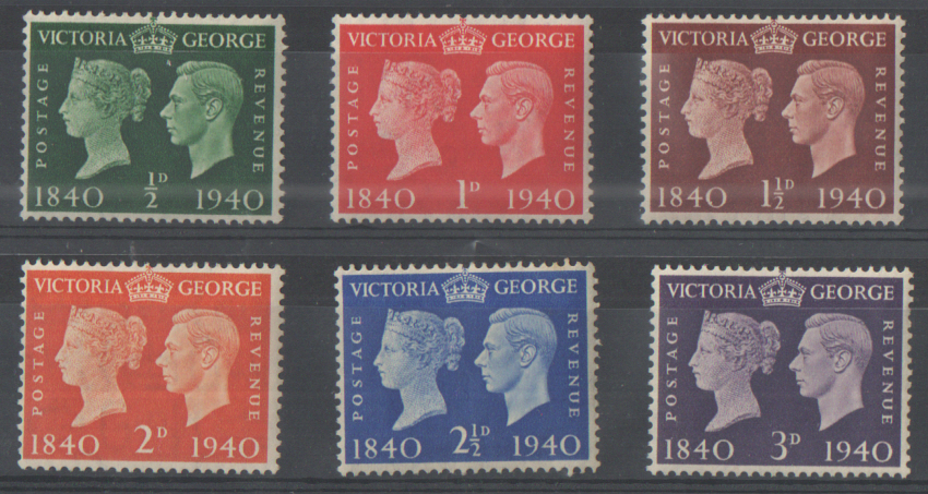 (image for) SG479 / 484 1940 Penny Black Centenary unmounted mint set of 6 - Click Image to Close