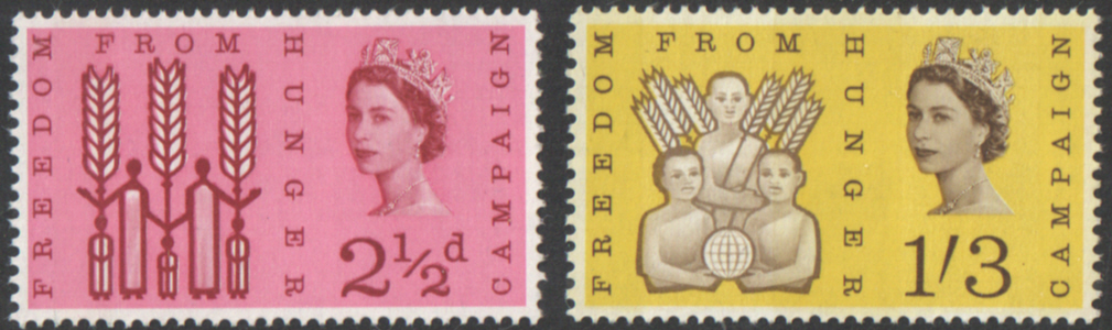 (image for) SG634p / 635p 1963 Freedom From Hunger (Phosphor) unmounted mint set of 2 - Click Image to Close