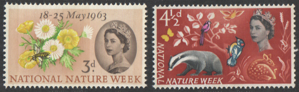 SG637p / 638p 1963 National Nature Week (Phosphor) unmounted mint set of 2