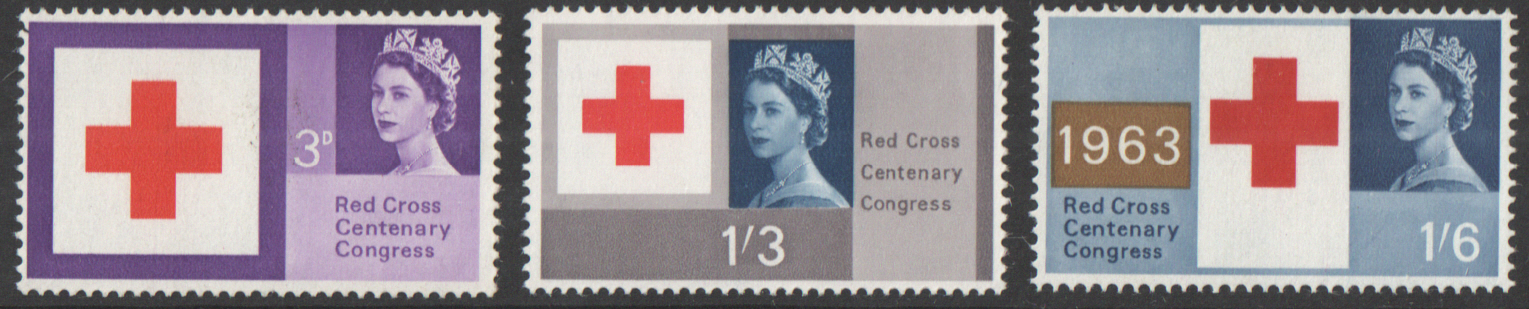 SG642 / 645 1963 Red Cross Centenary (Ordinary) unmounted mint set of 3