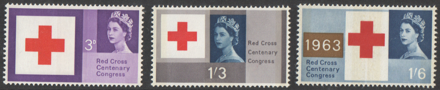 (image for) SG642p / 645p 1963 Red Cross Centenary (Phosphor) unmounted mint set of 3