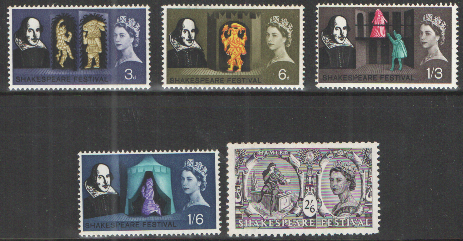 (image for) SG646 / 650 1964 Shakespeare Festival (Ordinary) unmounted mint set of 5