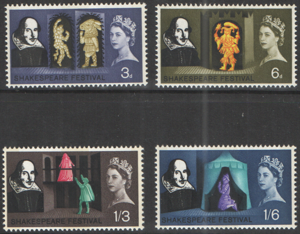 (image for) SG646p / 649p 1964 Shakespeare Festival (Phosphor) unmounted mint set of 4